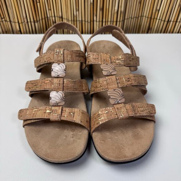 Vionic Amber Sandals Womens Size 10 Tan Cork Adjustable Strap Open Toe Flats - Picture 3 of 11